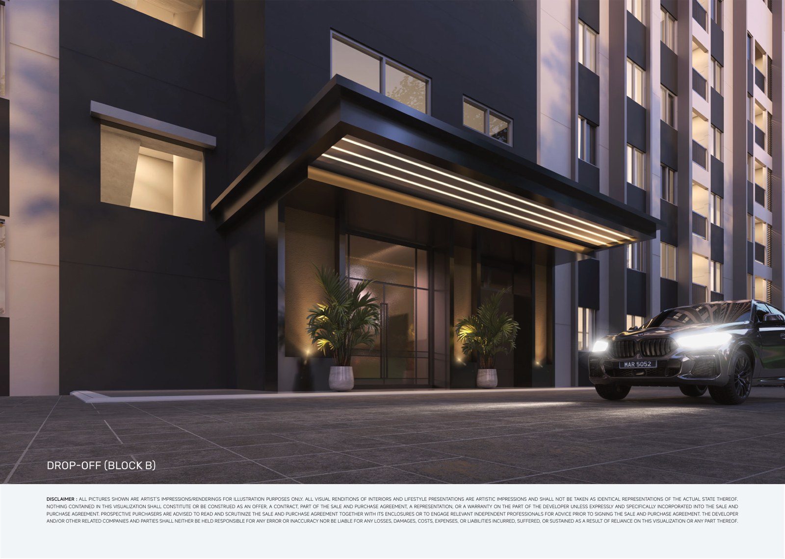 Pintu masuk dan drop-off Blok B